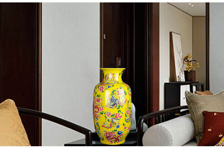 Jingdezhen ceramics, vases, flower arranging new Chinese style household furnishing articles sitting room adornment in extremely good fortune red, blue and yellow