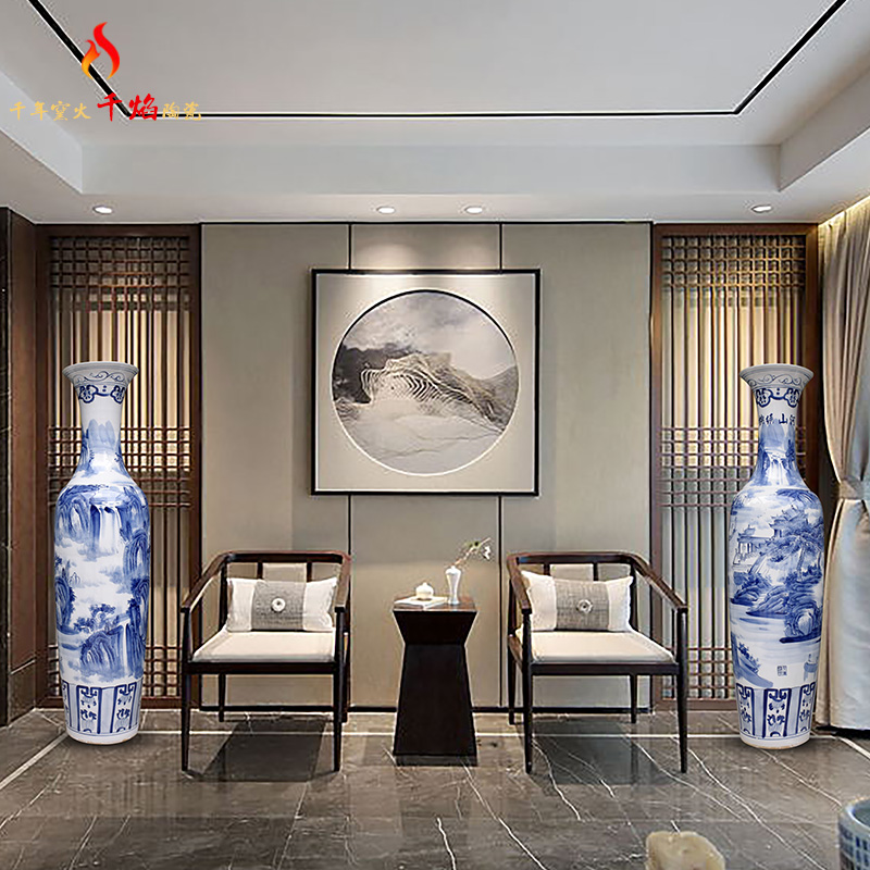 Jingdezhen ceramics of large blue and white porcelain vase splendid furnishing articles was sitting room of Chinese style flower arranging opening gifts