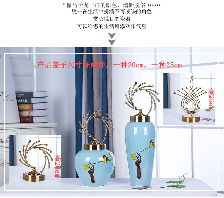 Jingdezhen ceramics vase desktop sitting room, the study of modern Chinese style is contracted fashion three - piece furnishing articles and flowers and birds