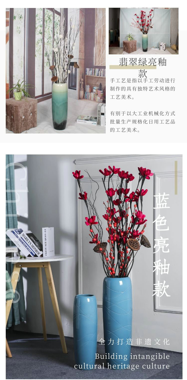 Jingdezhen ceramics vase landing dried flowers the glossy glaze sitting room adornment is placed lucky bamboo flower arrangement home decorations