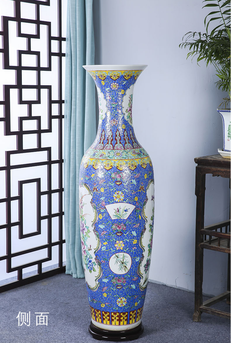 Jingdezhen ceramics landing large vases, hand - made of golden pheasant peony sitting room place, Chinese style household decoration