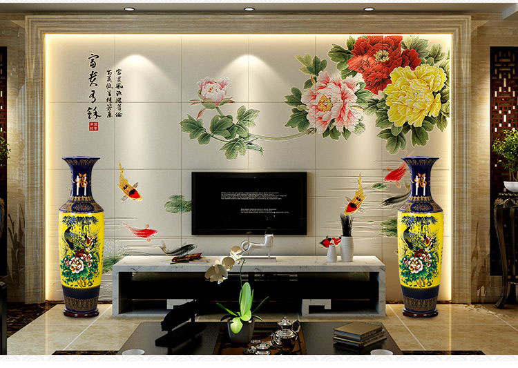 Jingdezhen ceramics of large vases, home furnishing articles jinxiu garden thriving pastel furnishing articles sitting room