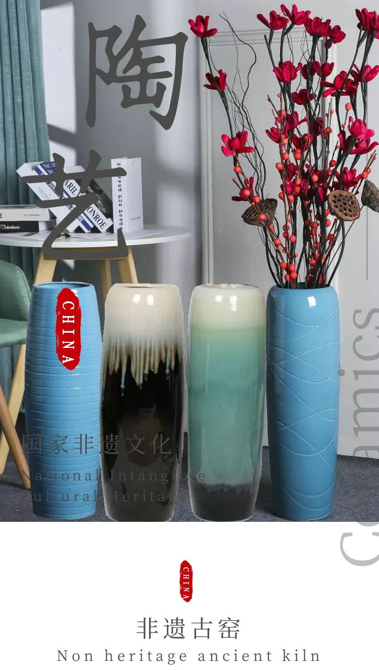 Jingdezhen ceramics vase landing dried flowers the glossy glaze sitting room adornment is placed lucky bamboo flower arrangement home decorations