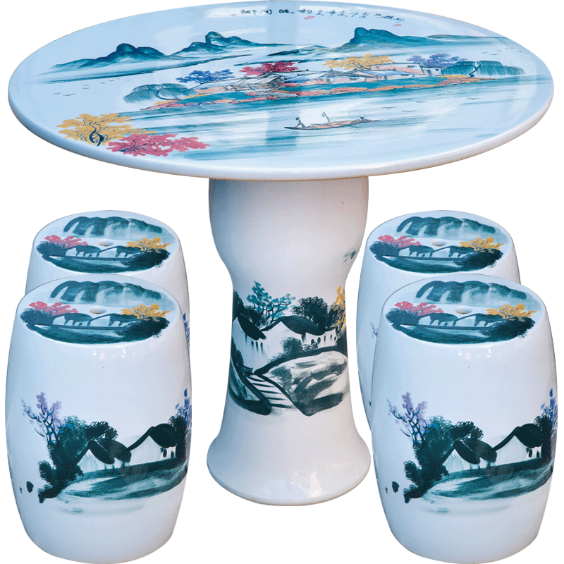 Jingdezhen ceramic table who suit round hand color landscape is suing patio furniture son country dawn rhyme