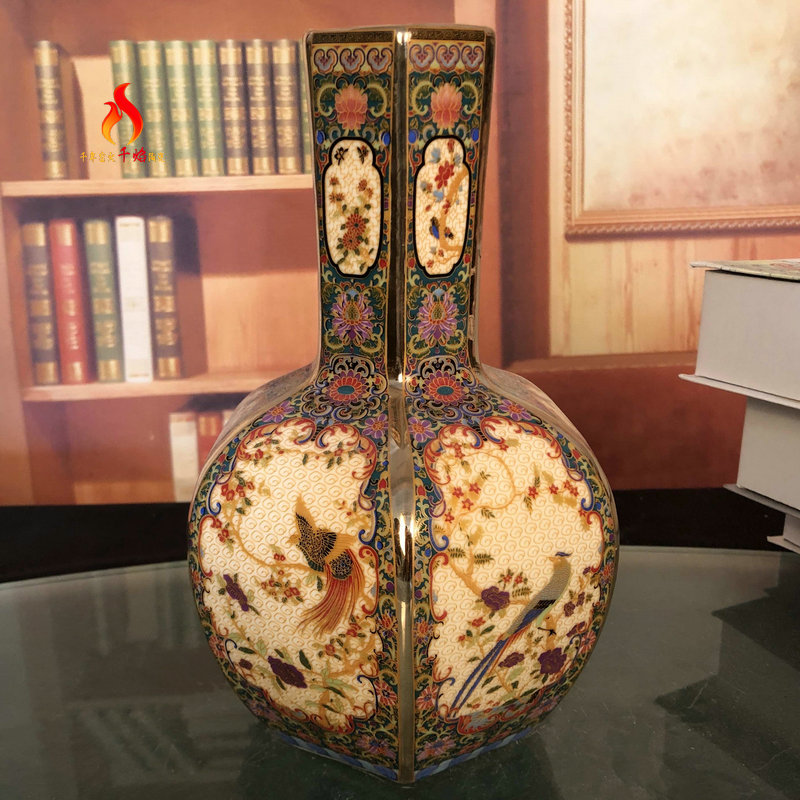 Mesa of jingdezhen ceramics vase archaize the six - party six edge tree flower on enamel European sitting room