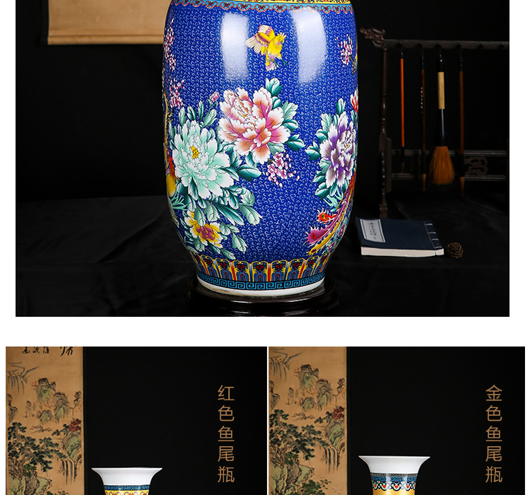 Jingdezhen ceramics European - style colored enamel of large vase of flowers and birds home sitting room adornment handicraft furnishing articles