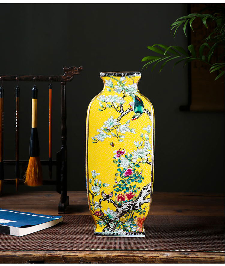 Archaize of jingdezhen ceramics enamel enamel vase inserted new Chinese style living room decorations decoration pieces four aspects