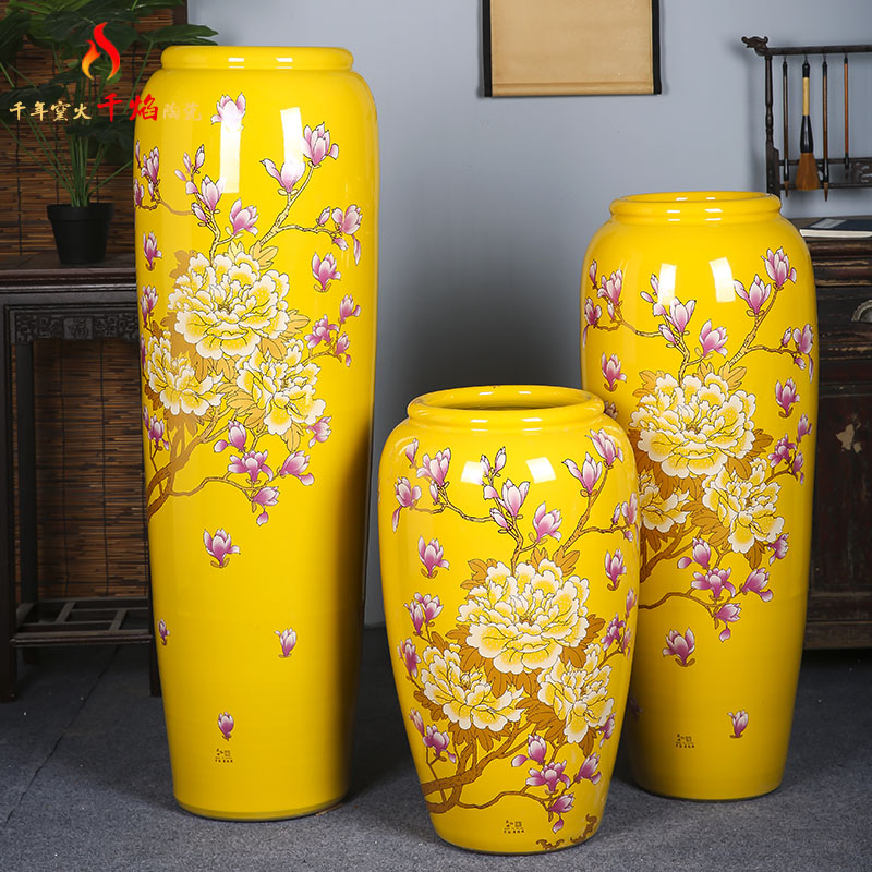 Jingdezhen ceramics vase feng shui furnishing articles furnishing articles sitting room flower arranging the contributor of large decorative POTS China red and yellow