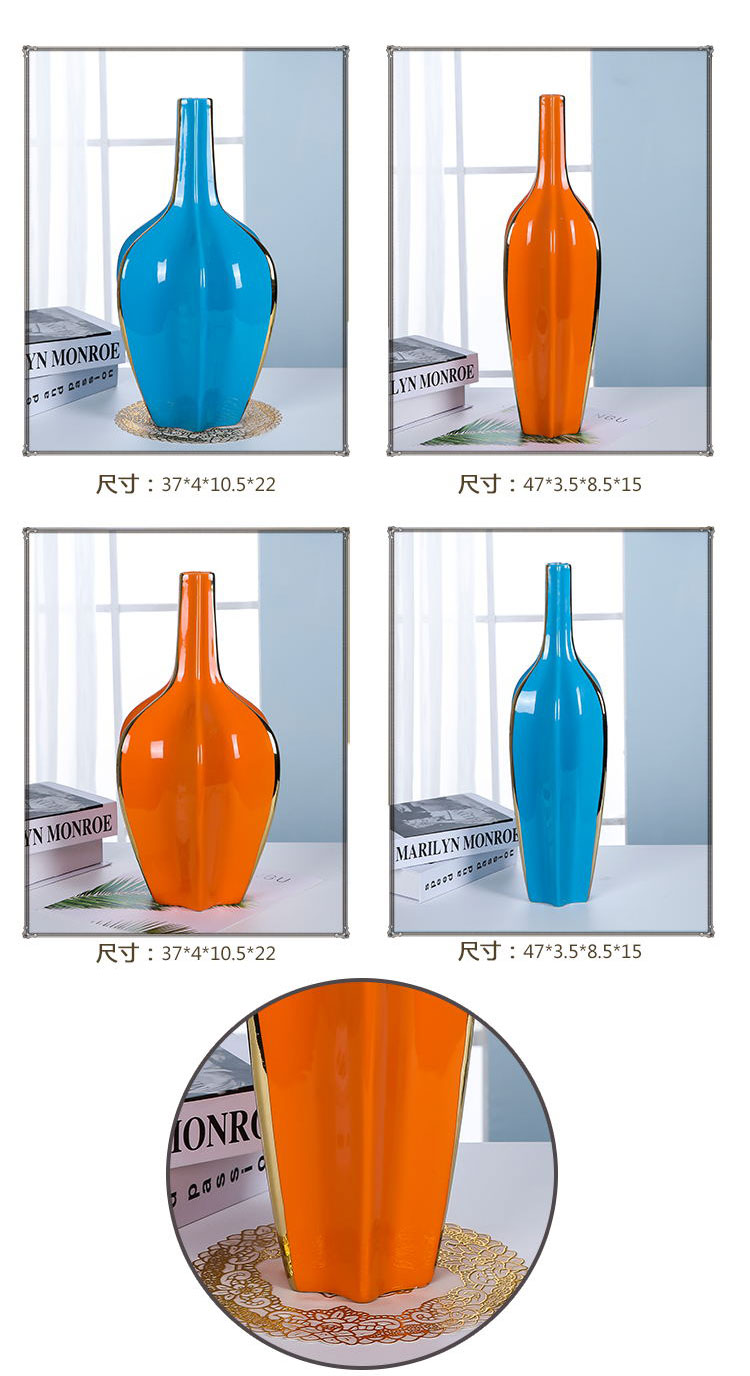 The Modern jingdezhen ceramics vase sitting room porch TV ark adornment flowers orange blue furnishing articles club hotel