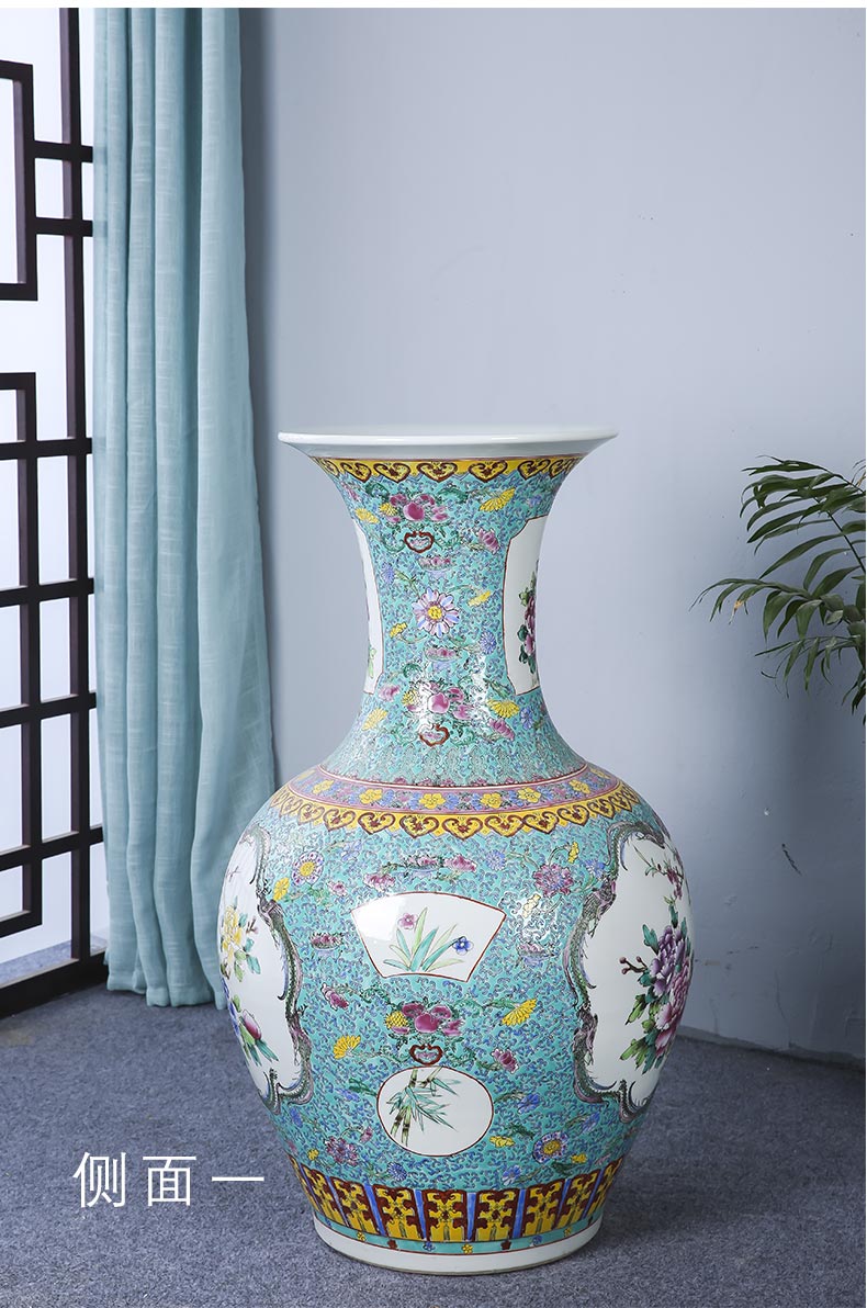 Jingdezhen ceramics of large vase archaize pastel hand - made of double - sided peony hotel furnishing articles sitting room adornment