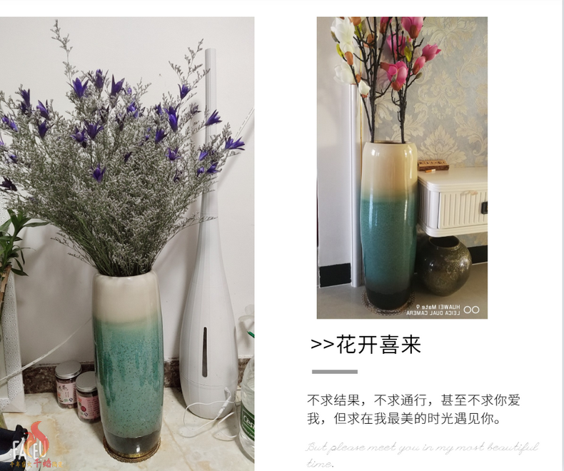 Jingdezhen ceramics vase landing dried flowers the glossy glaze sitting room adornment is placed lucky bamboo flower arrangement home decorations