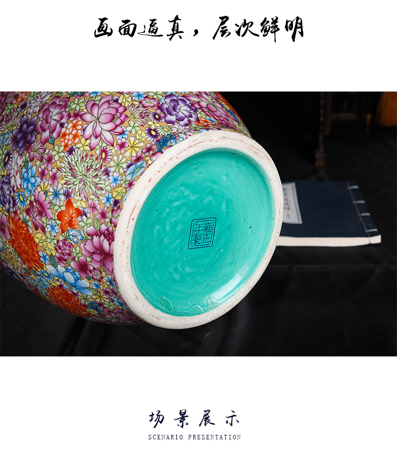 Jingdezhen ceramics archaize qianlong pastel flower vases, Chinese style living room decorations rich ancient frame furnishing articles of the reward bottle