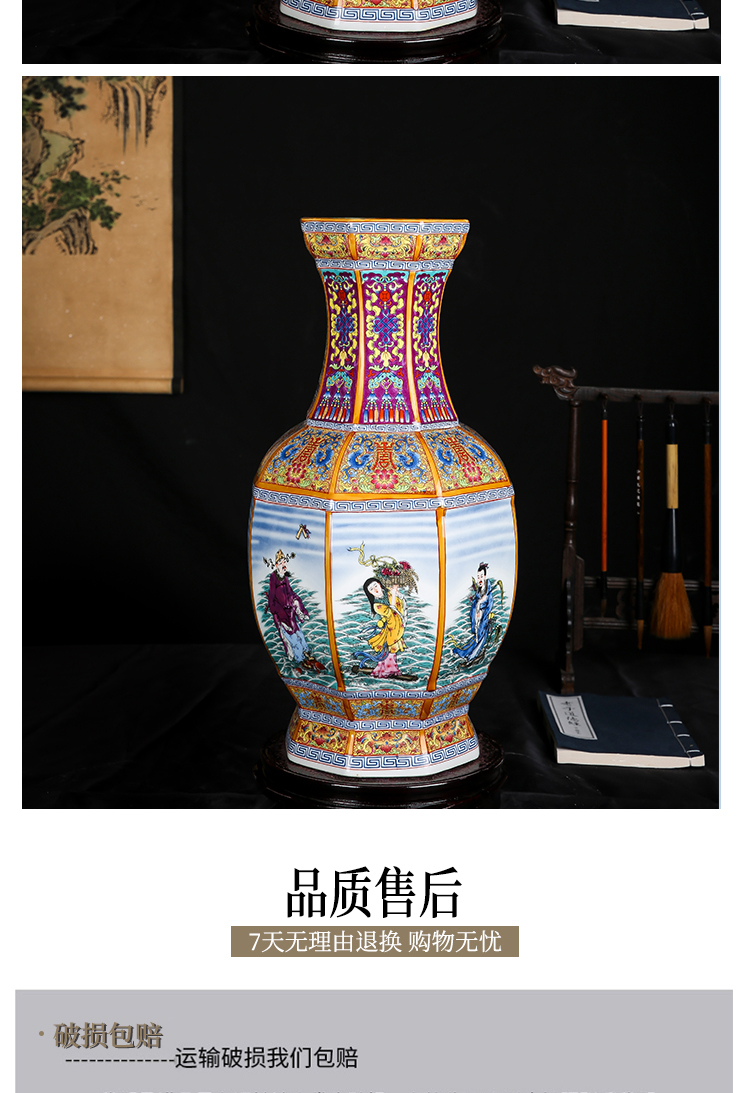 Mesa of jingdezhen ceramics vase colored enamel archaize furnishing articles 8 x 8 square bottle of Chinese style decorates the feng shui