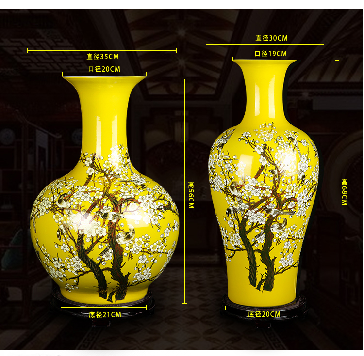 Jingdezhen ceramics vase beaming the design of new Chinese style household yellow flower arrangement sitting room adornment is placed