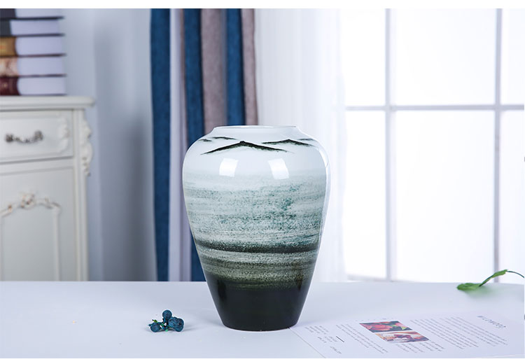 Jingdezhen ceramics vase hand - made desktop landscape creative modern Chinese style simple flower arrangement furnishing articles furnished living room