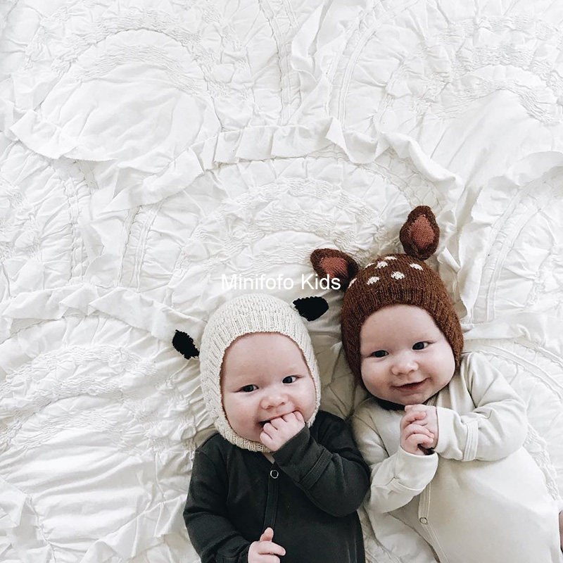 2019 winter new children's baby cute animal hat with neck and ear protection warm wool blend