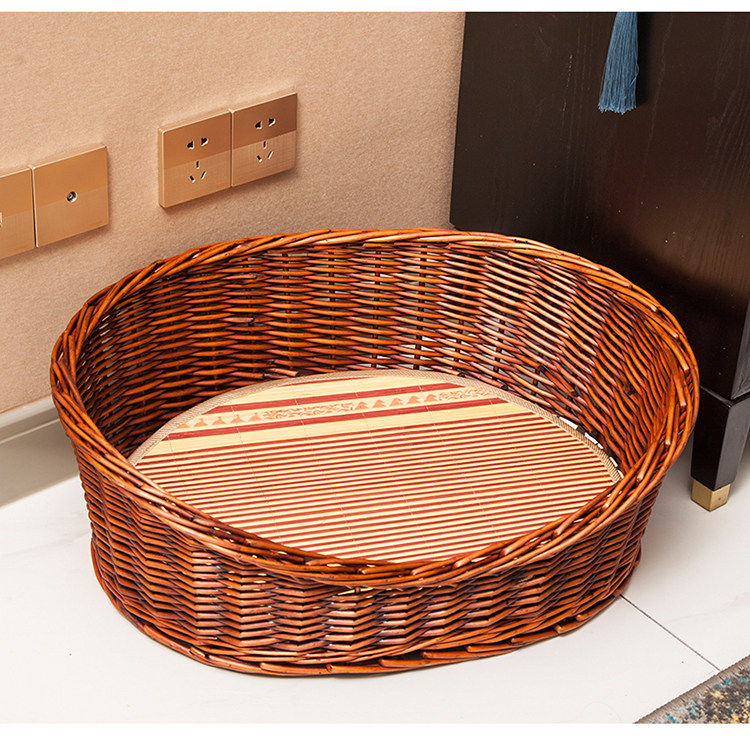 Rattan Dog Kennel Summer Dog Bed Teddy Octag Small And Medium Dog Kennel Kennel House Four Seasons Access to Dog Cat Maternity Ward