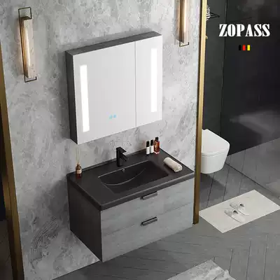 Modern light luxury small apartment bathroom cabinet combination washbasin cabinet combination smart mirror cabinet simple dressing room wash table