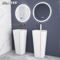 Balcony column wash basin integrated basin floor-standing hotel wash basin creative bathroom small column basin