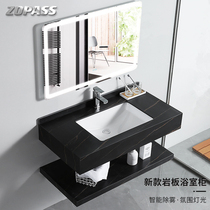 Nordic bilayer rock plate hanging wall type integrated washing table toilet moisture-proof bath room cabinet combined washbasin washbasin
