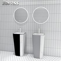 Nordic art color washbasin Bathroom small apartment Ceramic integrated floor-to-ceiling washbasin Balcony column basin