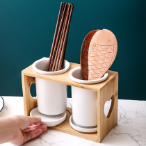 Kitchen chopsticks shelf ceramic quick cuddle chopsticks multi-function spoon chopsticks drain rack household chopsticks cage