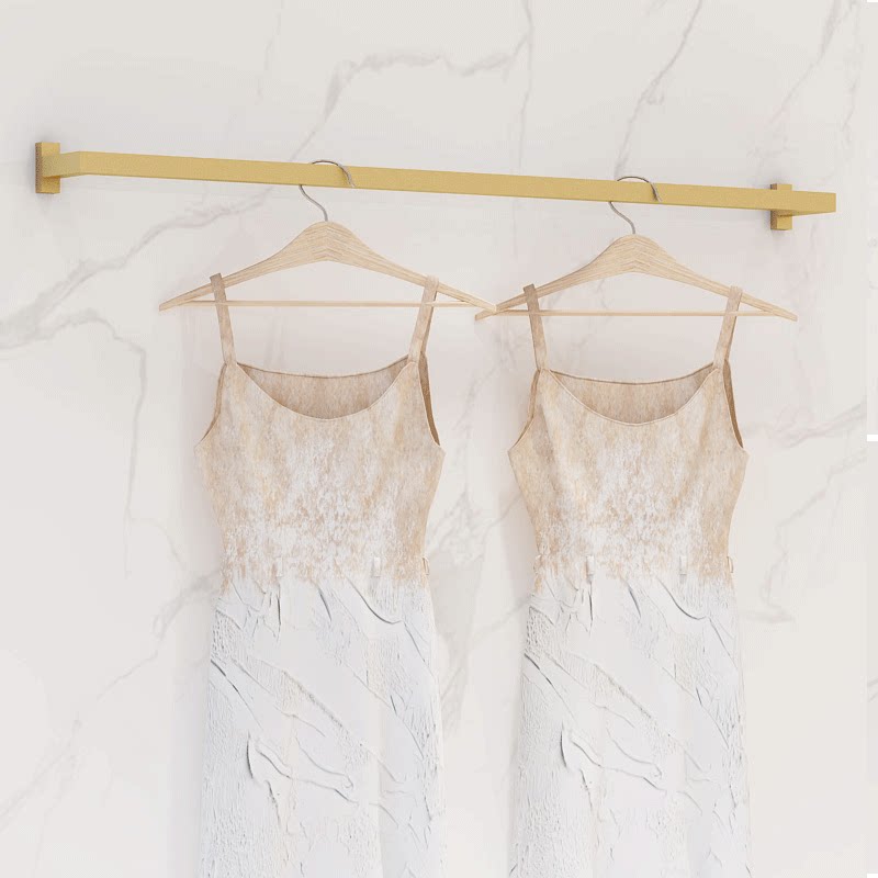 Clothing Store Nanogold Brief Jogging Hanger Wall-mounted Positive Hanging Clothing Display Rack Upscale Upper Wall Crossbar Clothing Racks-Taobao