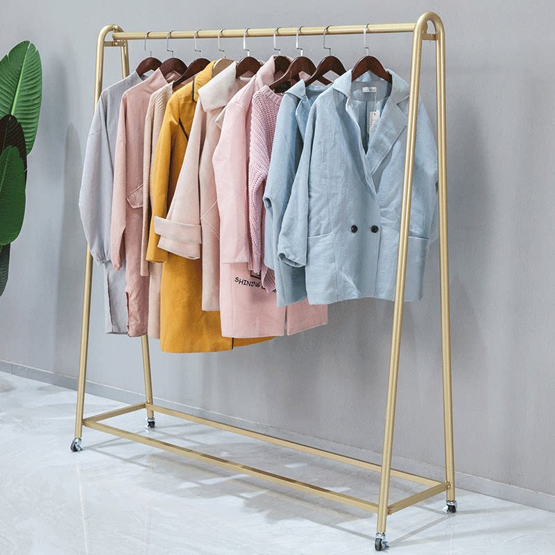 Nano Golden Women's Clothing Store Children Dress Wedding Dresses Removable Upscale Clothing Show Shelf Floor Middle Island Hanging Clothes Hanger With Wheels-Taobao