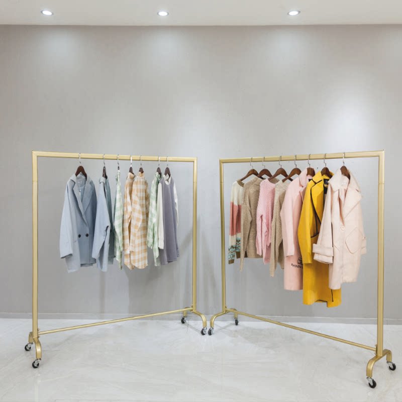 Nano Gold Dress Shop Women's Clothing Show Rack Clothing Show Rack Winter Dress Island Minimalist Hanger With Wheels-Taobao
