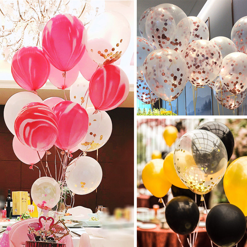 ins balloon decoration baby birthday arrangement party decoration wedding proposal agate transparent confetti floating balloon