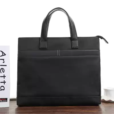 Briefcase men's portable business bag Oxford cloth A4 file bag wear-resistant office bag large capacity meeting bag Angte bag