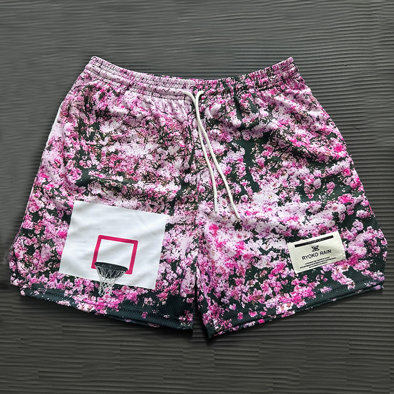 American-Style Trendy Brand Ryoko Rain Sports Floral Basketball Shorts, European and American Summer New Casual Running Shorts