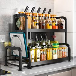 Kitchen Rack Spice Rack Countertop Soy Sauce Bottle Condiments Oil Salt Sauce Vinegar Condiment Storage Shelf Supplies Household