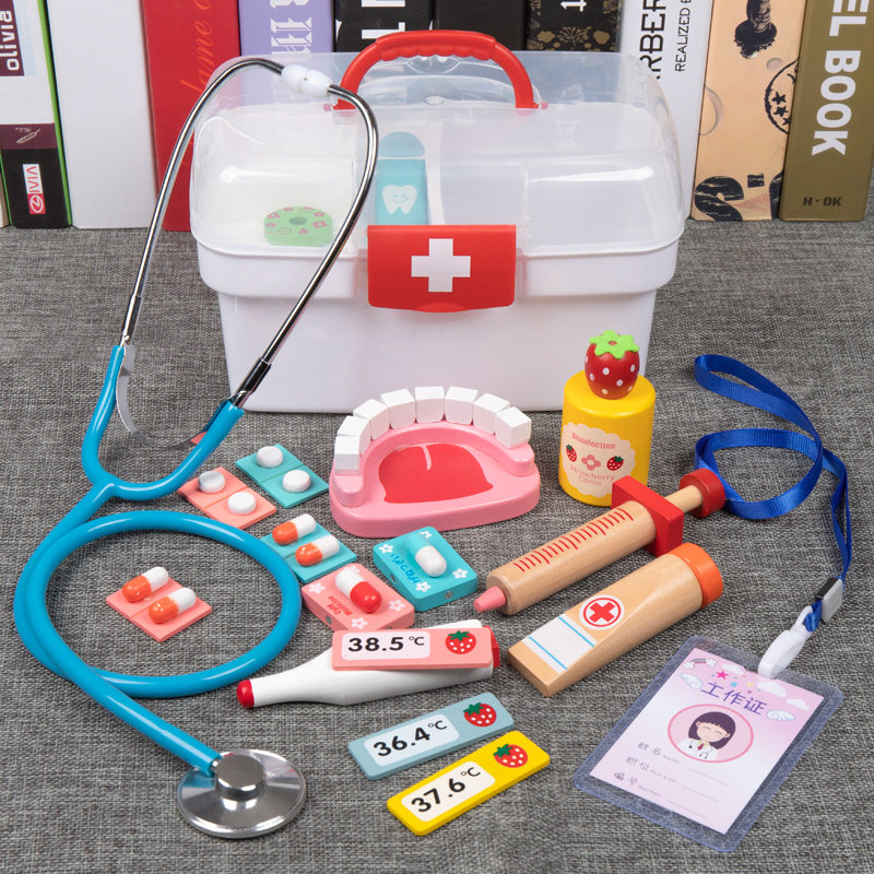 Emulation Small Doctor Toy Kit Kit kit Stethoscope Nurse Beats Needle Boy Girl Birthday Presents A Family Wine