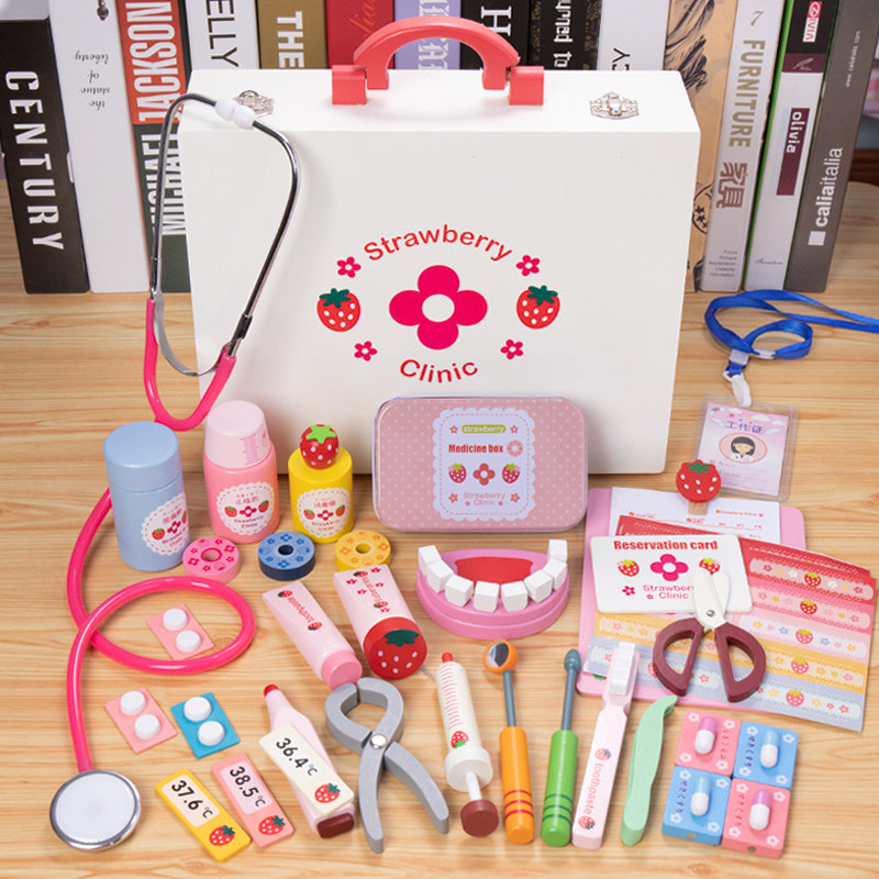 Children dress up Home Wine Small Doctor Nurse Suit Boy Girl Stethoscope Beat Needle Kit Medical Toddler Toys