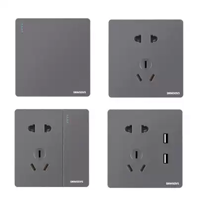 Wall switch socket five holes one open household engineering gray large board panel 10A86 type two or three plugs five holes 5 holes