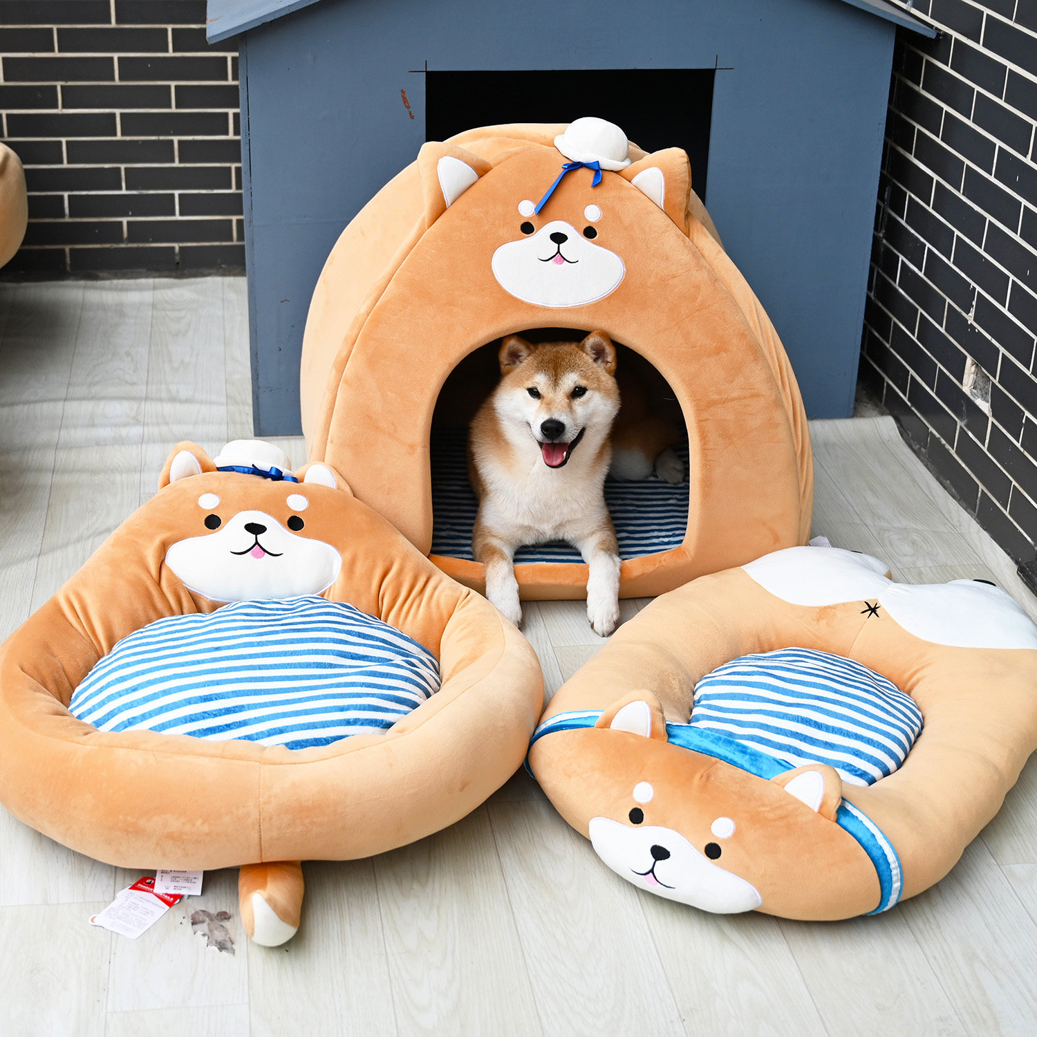 Japanese Tchaidog Kennel Dog Kennel Dog Kennel Mat Sleeping Navy Wind Chai Dog House With Burnt Round Dog Bed