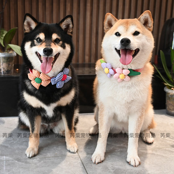 花花世界/宠物狗狗猫咪柯基泰迪柴犬领结小清新格子脖圈围脖饰品