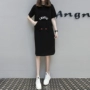 Dile Town cô gái mới hè hè thể thao giản dị cotton dài váy học sinh trung học cơ sở Hàn Quốc váy ngắn tay - Trang phục thể thao áo anta