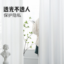 Mika curtain window screen 2021 new gauze curtain light transparent white gauze velvet balcony living room chiffon yarn