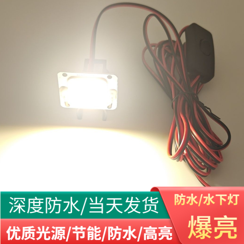 12V Underwater Fishing Light, Strong Light, Waterproof, Led Light, Super Bright Fishing Light, Yellow Light, White Light, Water Light