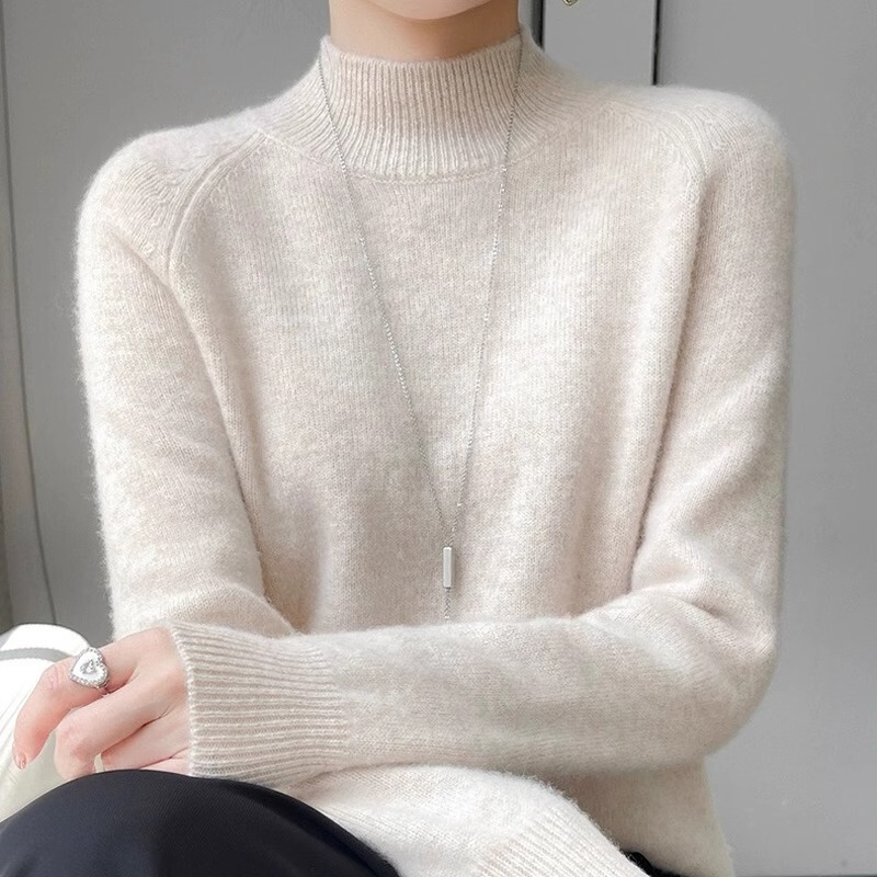 High-Quality Cashmere Half-Turtleneck Knitwear, Simple Wool Autumn and Winter Loose-Fitting Inner Sweater, Fine Imitation Wool Base Layer High-Quality Cashmere Half-Turtleneck Knitwear, Simple Wool Autumn and Winter Loose-Fitting Inner Sweater, Fine Imitation Wool Base Layer