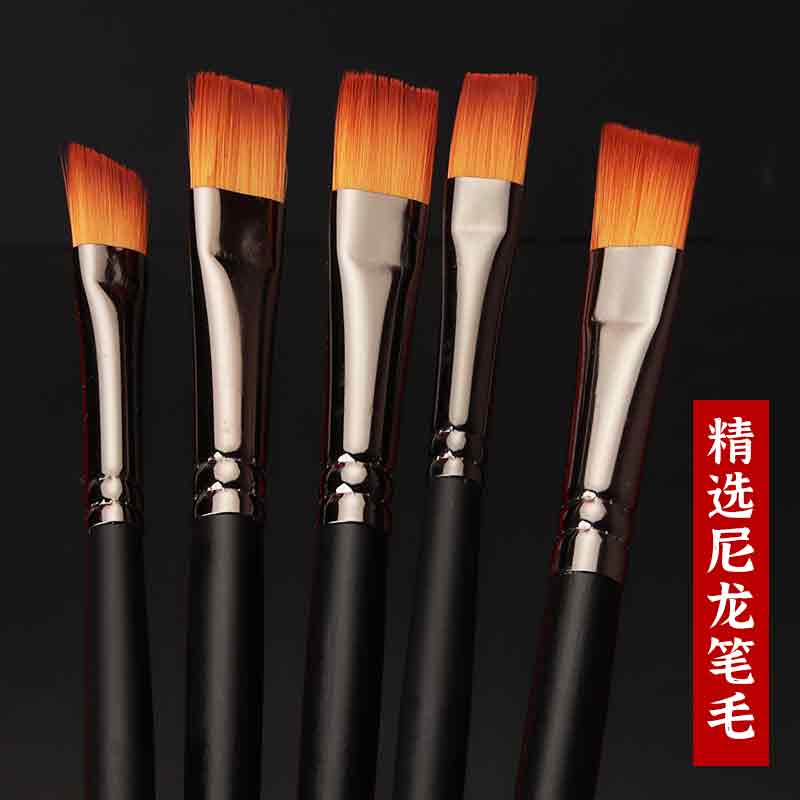 Black Knight Nylon Flat Peak Watercolor Pen Diagonal brush Pen Paint Color Pen acrylic Oil Painting brushes Students full set of professional wolves millisiaWatercolor Mia drawing brushes