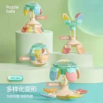 Deformable hand-grabbing ball teether baby rattle molars 4-6 months 5 baby toys silicone can be chewed during the teething period