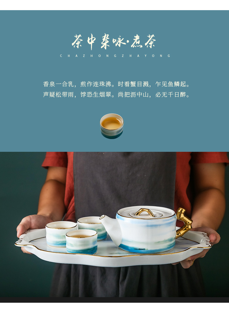 Tea set household contracted style ipads China Tea Tea with Tea tray was wedding gifts