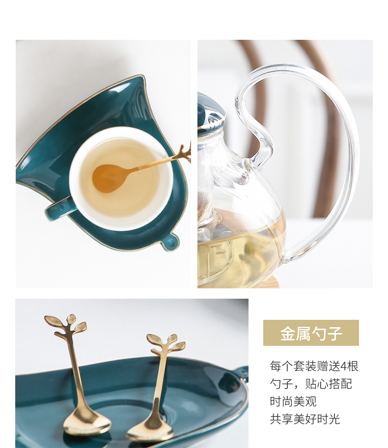 English afternoon tea tea set suit household glass flower cup European Nordic fruit tea based heating type