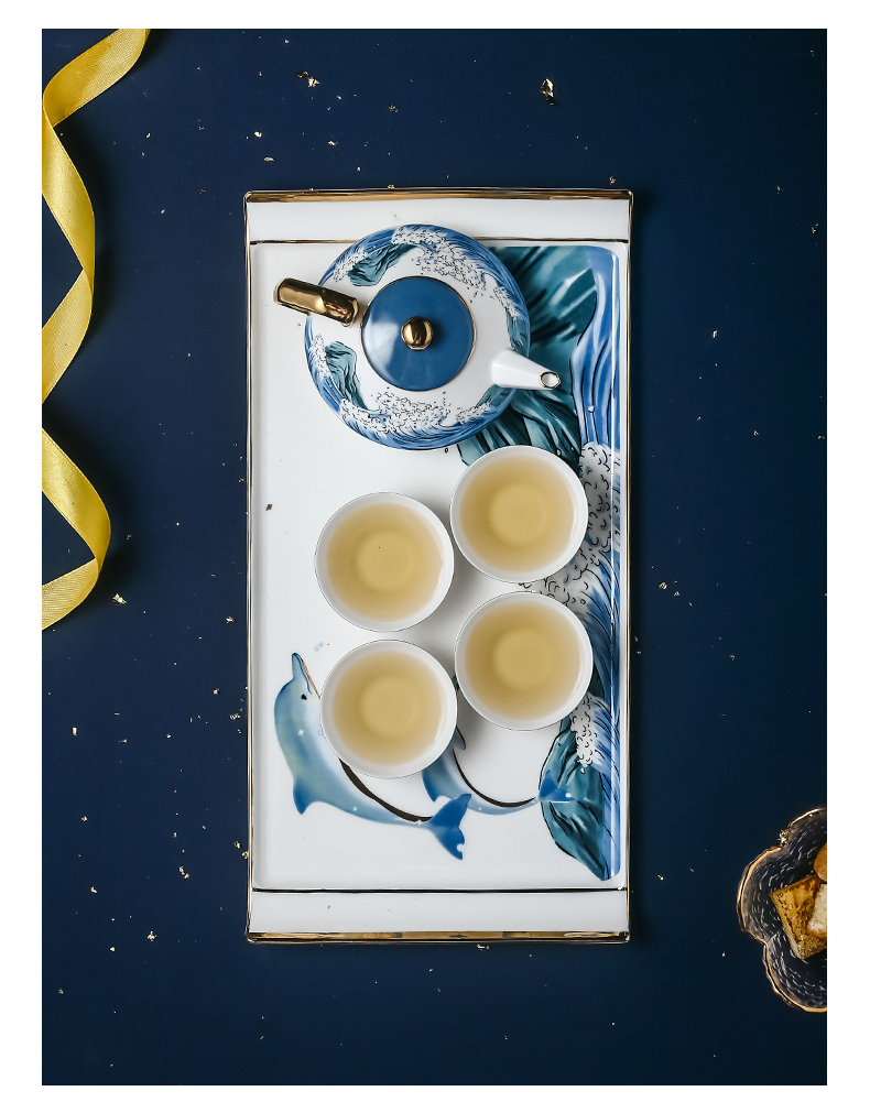 Ceramic kung fu tea set suit household creative tea cup teapot tea tea tea art gifts sitting room