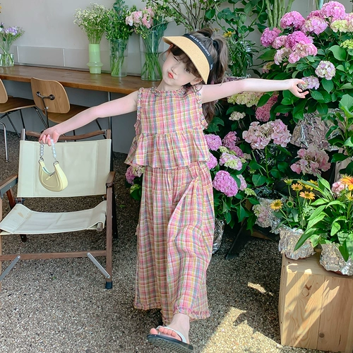 Девочки лето 2025 г. Новая модная детская одежда Детская дофамин в летних девочках Летняя одежда