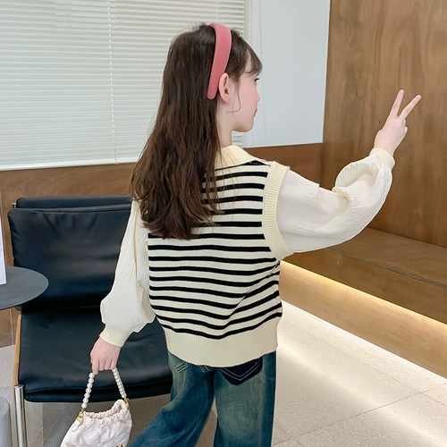 Демисезонный детский трикотажный свитер, в западном стиле, осенний