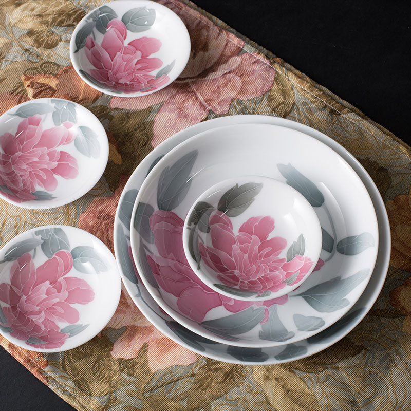 China red porcelain up amusement 30 tableware under the liling glaze color hand - made white bowls plates gifts sets